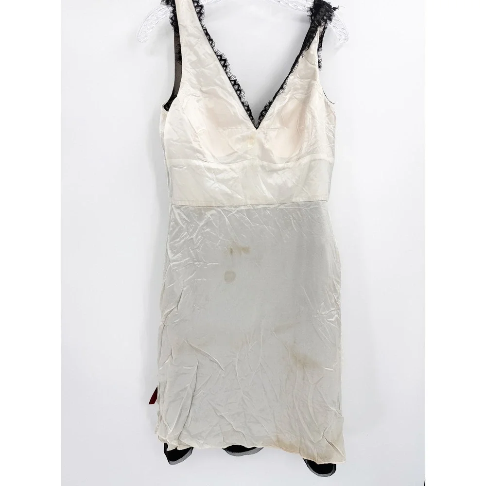 JS Collections Black Lace Satin Tiered V-Neck Cocktail Dress Size 10 Evening